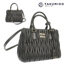 ミュウミュウ ハンドバッグ マテラッセ 5BA258 中古 ブラック レザー miumiu 【中古】 | 2WAY ショルダーバッグ 肩掛け バック カバン 黒...