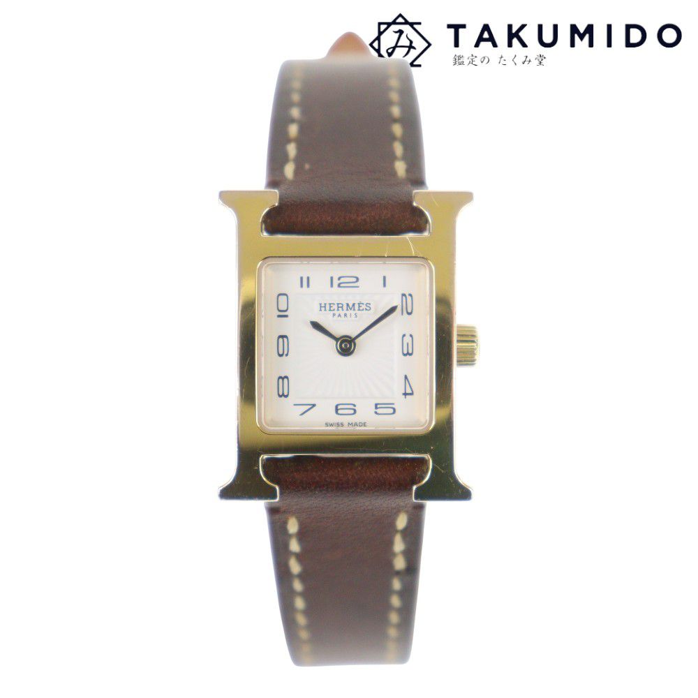 エルメス レディース腕時計 Hウォッチ ミニ HH1.101 中古 ホワイト文字盤 クオーツ HERMES 【中古】 | ウォッチ QZ 電池式 ブランド ビジネス シンプル ファッション ABランク