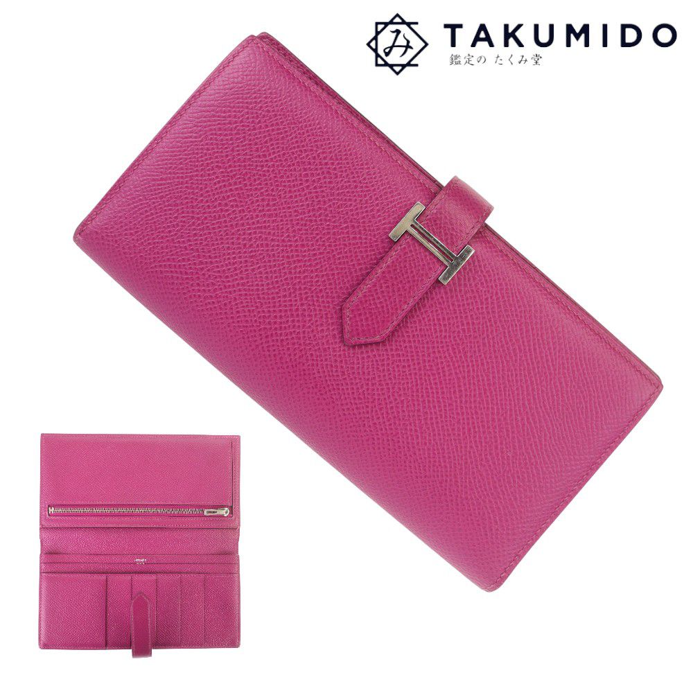 良品 エルメス ベアン 二つ折り財布 シルバー金具 ローズパープル 2018年式 楽天市場】エルメス ベアンコンビネ シェーブル ローズパープル