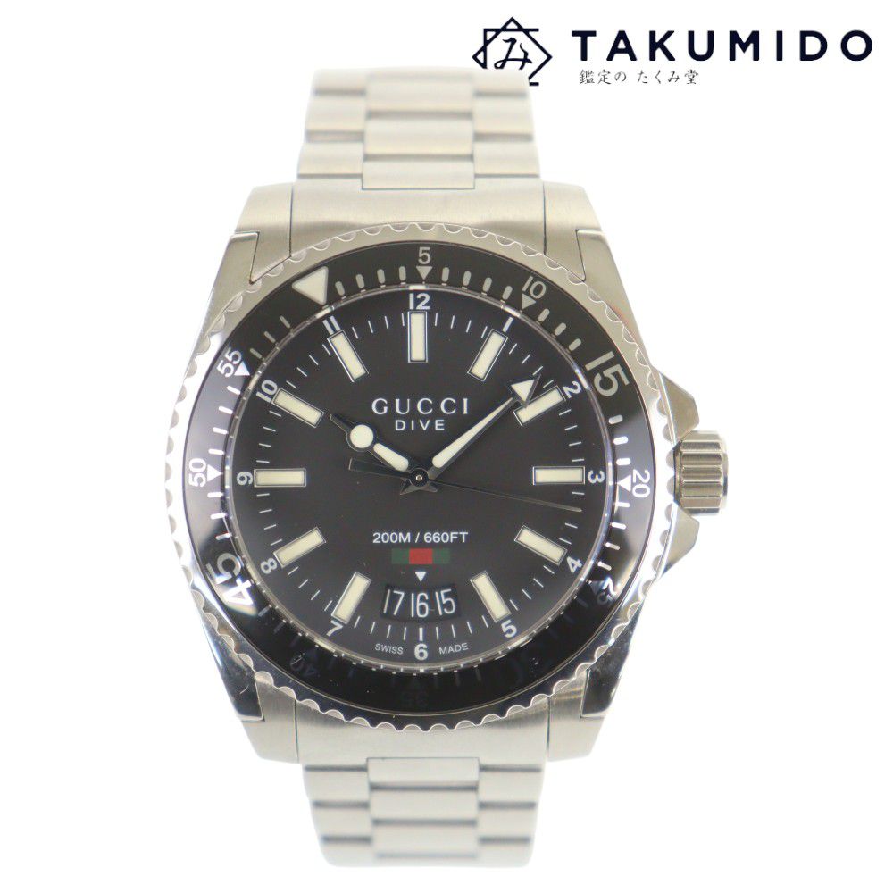 Rakuten - グッチ メンズ腕時計 ダイブ 136.3 クオーツ 中古 ブラック文字盤 シルバー ステンレススチール GUCCI 【中古】 | 電池式 QZ ウォッチ ビジネス ファッション ブランド小物 Aランク