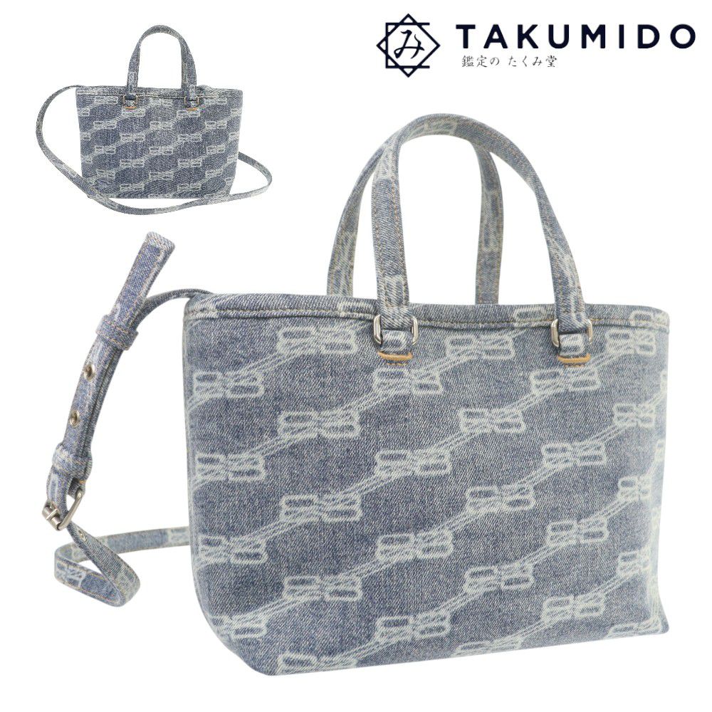 Rakuten - バレンシアガ トートバッグ 702699 中古 BBモノグラム ブルー デニムキャンバス BALENCIAGA 【中古】 | 2WAY ショルダー バック 手提げカバン ロゴ シンプル ファッション ブランド Aランク