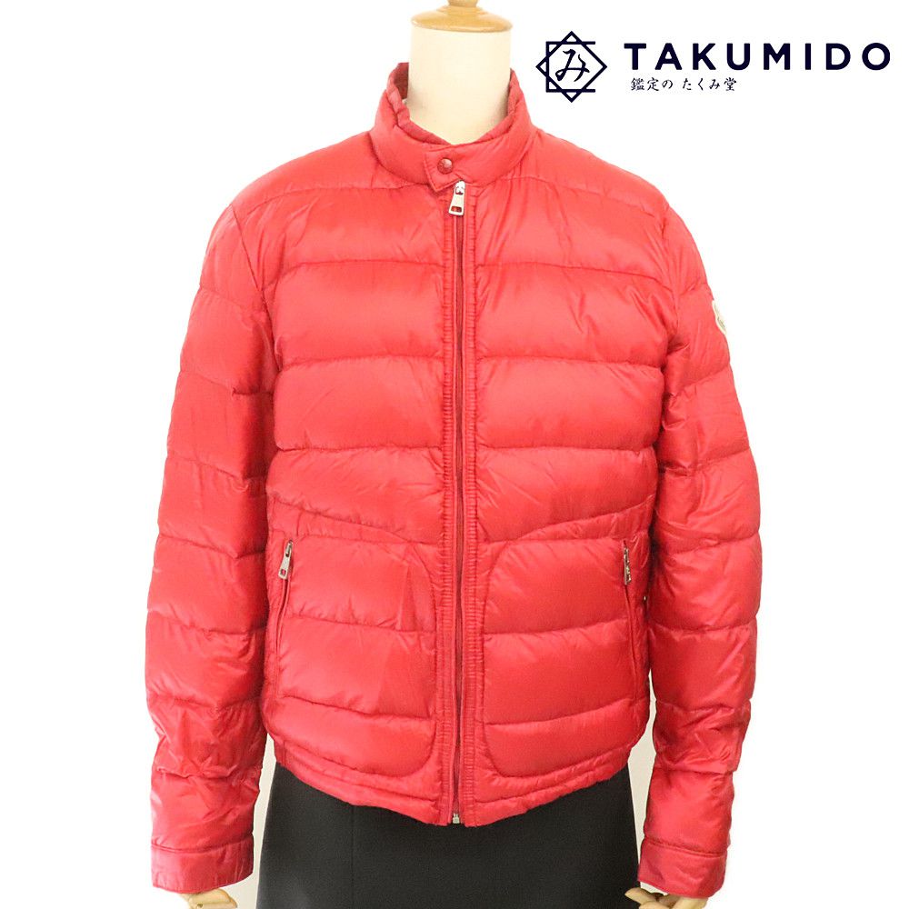 モンクレール ライトダウンジャケット レディース サイズ1 中古 レッド MONCLER 【中古】 ファッション ブランド 軽量 秋冬 インナーダウン 赤色 女性 ABランク