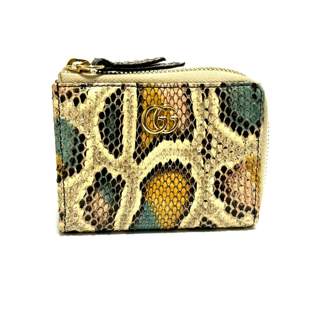 【10%OFF〜スーパーSALE!!】GUCCI グッチ GGマーモント コインケース 644406 ジップアラウンドウォレット パイソン マルチカラー ゴール...