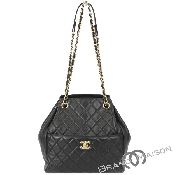 Aランク シャネル チェーンショルダーバッグ 巾着 A98740 ブラック マトラッセ CHANEL レディース black 【中古】