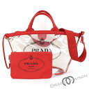 Aランク プラダ プレックスカナパ カナパトート ショルダーバッグ 1BG166 PVC クリア レッド PRADA clear red