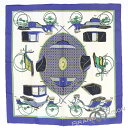 Bランク【エルメス】スカーフ/カレ90/LES VOITURES A TRANSFORMATION/折畳み式幌の馬車/ブルー/レディース/HERMES【中古】