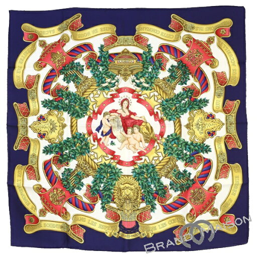 新品同様【エルメス】カレ90/スカーフ/シルク/EUROPE/クリスマス/ブルー/HERMES【中古】 新品同様【エルメス】カレ90/スカーフ/シルク/EUROPE/クリスマス/ブルー/HERMES【中古】