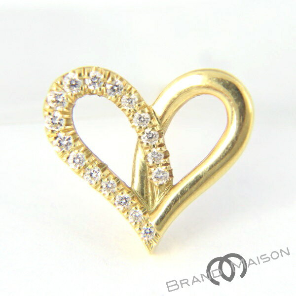 Aランク【アーカー】ハートピアス/フィルージュハートミディ/ハーフ/K18YG/片耳/AHKAH/レディース/アクセサリー/イエローゴールド【中古】