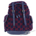 Aランク【グッチ】リュックサック/バックパック/598184/GGウール/ネイビー/レッド/GUCCI