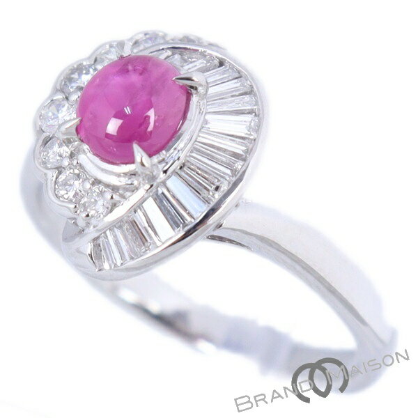 Aランク ジュエリー スタールビーリング Pt900 0.91ct 指輪 オーバルカボションカット レディース アクセサリー プラチナ アステリズム 星彩効果 【中古】