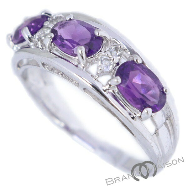 Aランク【ジュエリー】アメジスト ダイヤモンドリング/K10WG/12号/2.8g/レディース/アクセサリー【中古】(4)