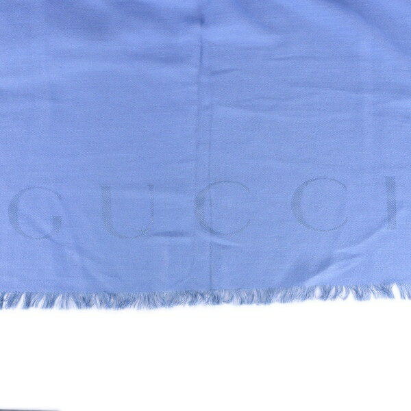 ABランク【グッチ】大判ストール/カシミア/シルク/ブルー/GUCCI/レディース