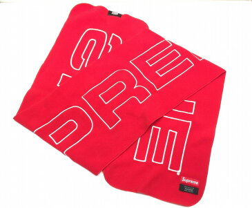 SUPREME 17FW 17AW POLARTEC FLEECE Logo Scarf シュプリーム ポーラテック フリーズ ロゴ スカーフ マフラー ストール 2017年 秋冬 レッド 赤 男女兼用 ユニセックス 中古 消費税込【Y】