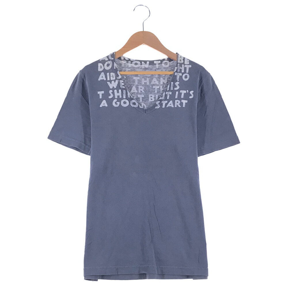 MARTIN MARGIELA エイズTシャツ ネイビー 半袖 マルタンマルジェラ カットソー 送料無料【中古】k-0396