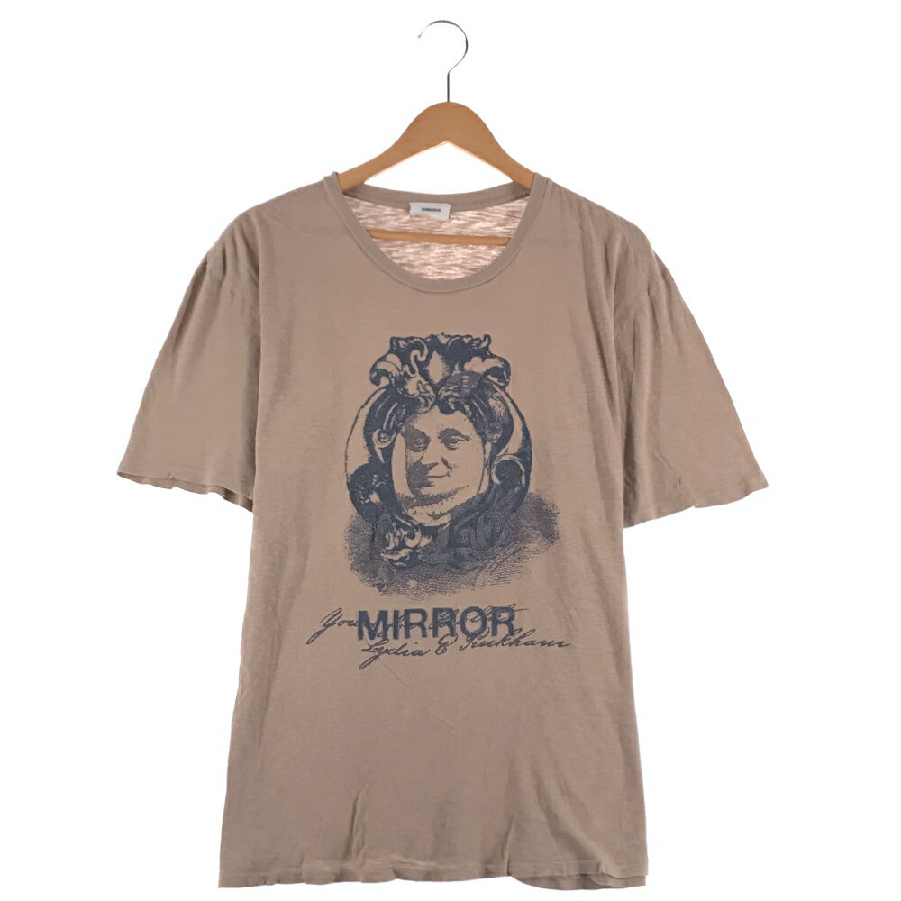 UNDERCOVER MIRROR Tシャツ ブラウン フロッキープリント アンダーカバー 半袖 JUN TAKAHASHI 高橋 盾 ミラー 茶 送料無料【中古】k-0556