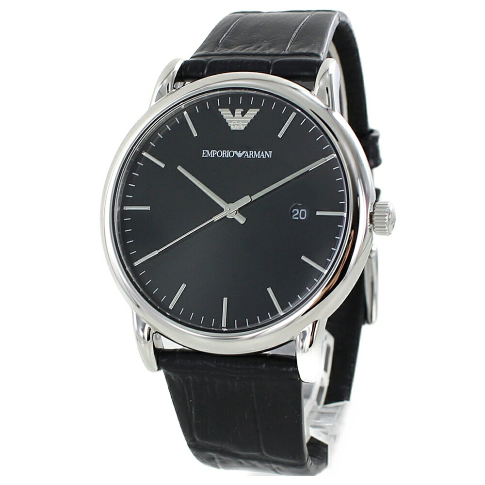 エンポリオ・アルマーニ 腕時計（メンズ） エンポリオアルマーニ 時計 メンズ 腕時計 男性 彼氏 父 ブラック レザーベルト 日付表示 シンプル 仕事 内祝い 父の日 お祝い
