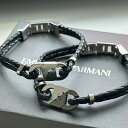 エンポリオアルマーニ ペアブレスレット シンプル お揃い ユニセックス ペアセット メンズ レディース レザー×ステンレス ブラック おしゃれ ブランド アクセサリー EMPORIO ARMANI 誕生日 プレゼント ギフト EGS3171040 ランキング お祝い