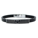 エンポリオアルマーニ メンズ レディース アクセサリー アクセ レザー ブレスレット ジュエリー 男女兼用 ユニセックス ブランド シルバー ブラック 革 クリ...