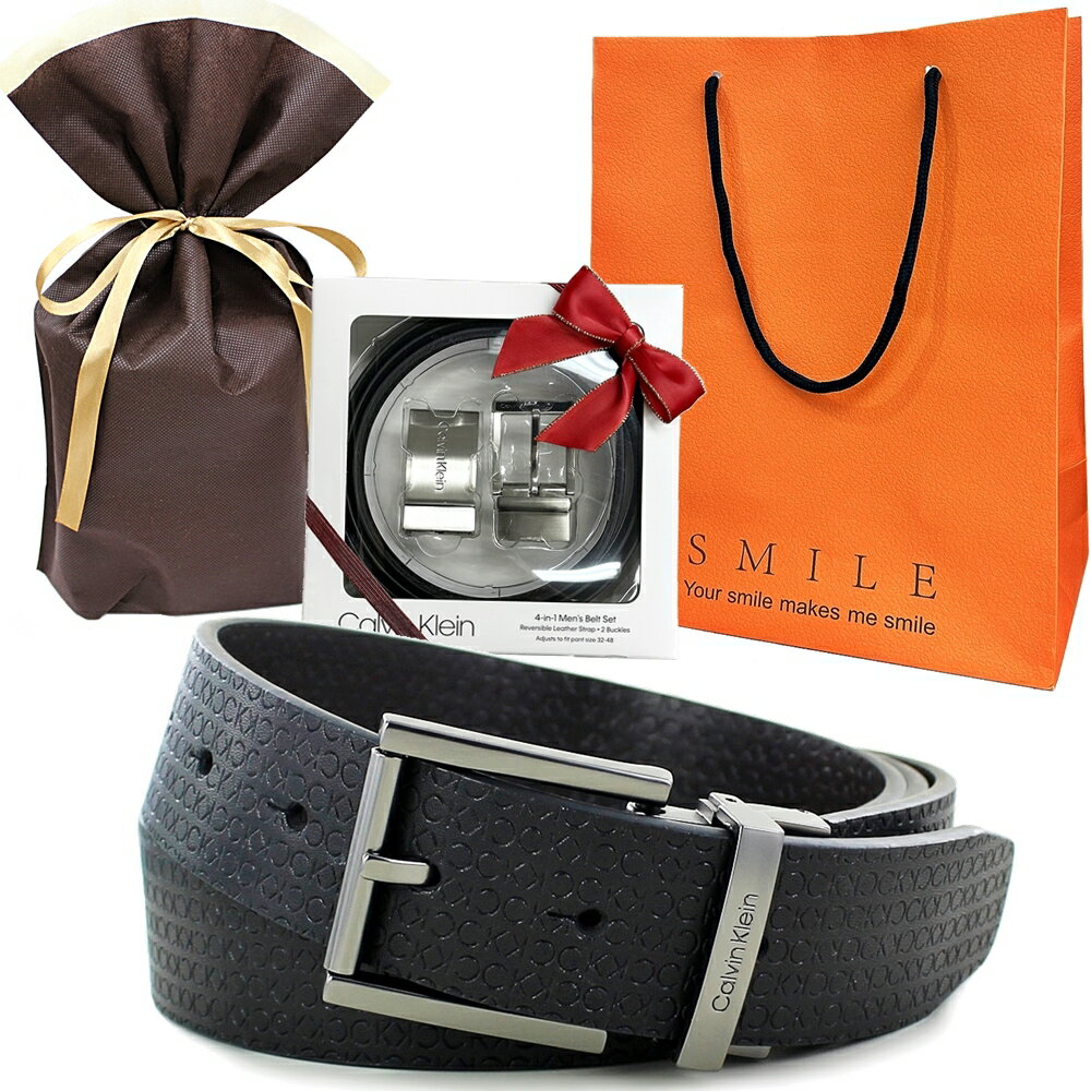 ラッピング済 ギフトセット カルバンクライン 本革 ベルト メンズ 男性 ギフトセット 実用的 プレゼン..