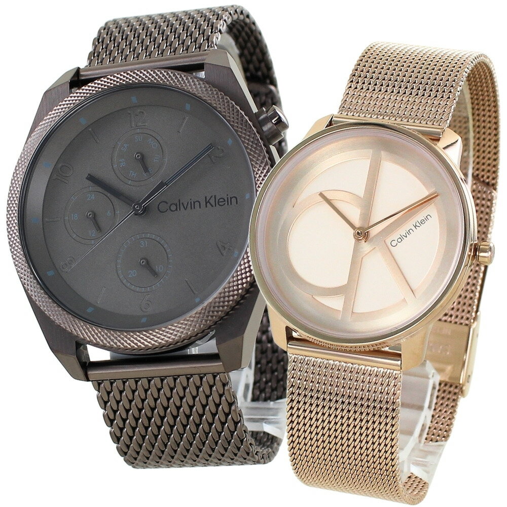 カルバンクライン ペアウォッチ 正規品 5年保証 対象商品 純正 ショッパー付き 腕時計 メンズ レディース ペアセット 高級感 ステンレス ブロンズ ローズゴールド メッシュベルト カップル プレゼント 夫婦 両親 ペアギフト 誕生日 記念日 ランキング お祝い