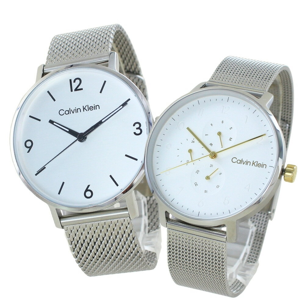 カルバンクライン ペアウォッチ 正規品 5年保証 対象商品 純正 ショッパー付き 腕時計 2本セット クオーツ メンズ レディース シンプル シルバー メッシュベルト カップル 夫婦 両親 ペアギフト 誕生日 記念日 25200433 25200405 クリスマス プレゼント ランキング お祝い