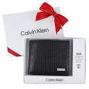 ラッピング済 ギフトセット メンズ 父の日 財布 おしゃれ 二つ折り カルバンクライン 二つ折り財布 ブラック 小銭入れ付 革 手提げ袋 紙袋付き 男性ギフト ...