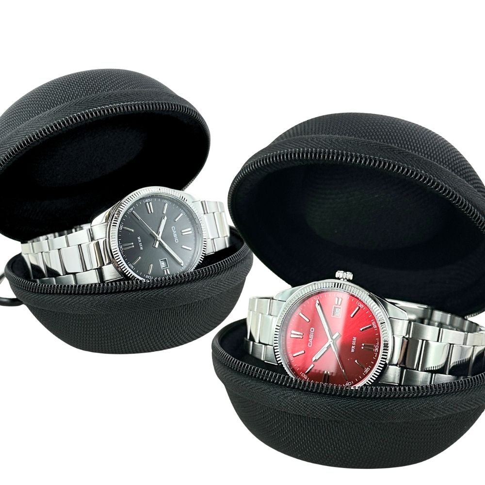 日本未発売 ペアウォッチ カシオ 腕時計 手表 腕時計ケース 付き ブラック レッド ステンレス ペア腕時計 お揃いの時計 ペアギフト おそろい ペア 夫婦 カップル 両親 友達 兄弟 姉妹 誕生日プレゼント 結婚記念日 妻 夫 母 父 敬老の日