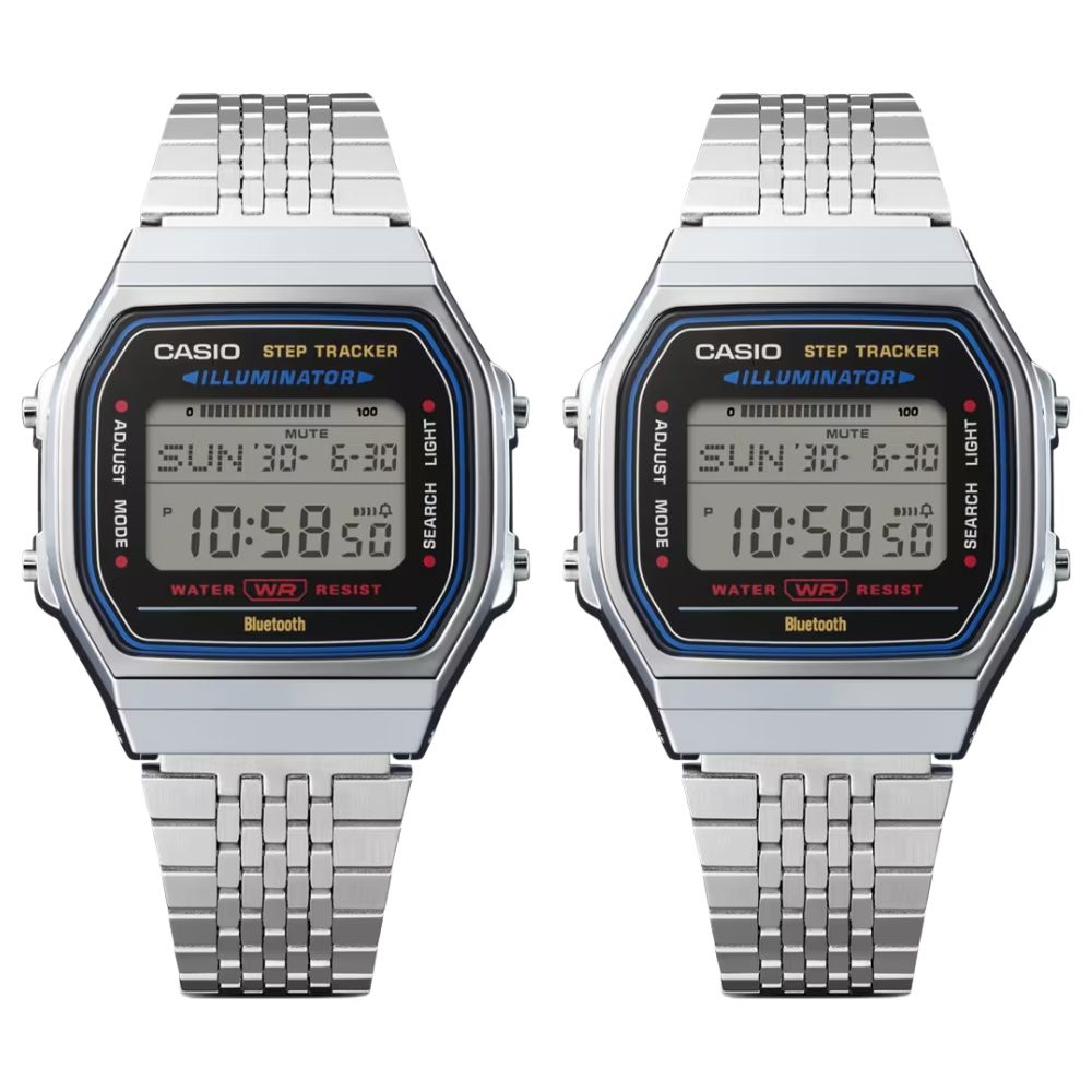 カシオ チプカシ ペアウォッチ 腕時計 メンズ レディース お揃い ペアセット 多機能 防水 デジタル ステンレス シルバー スマホ連携 自動 時刻合わせ 歩数計 シンプル 軽い ギフト CASIO 時計 ABL-100WE-1A クリスマス プレゼント ランキング お祝い