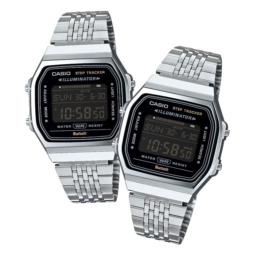 カシオ チプカシ ペアウォッチ 腕時計 メンズ レディース お揃い ペアセット 多機能 防水 デジタル ステンレス シルバー ブラック スマホ連携 自動 時刻合わせ 歩数計 シンプル 軽い ギフト CASIO 時計 ABL-100WE-1B クリスマス プレゼント ランキング お祝い