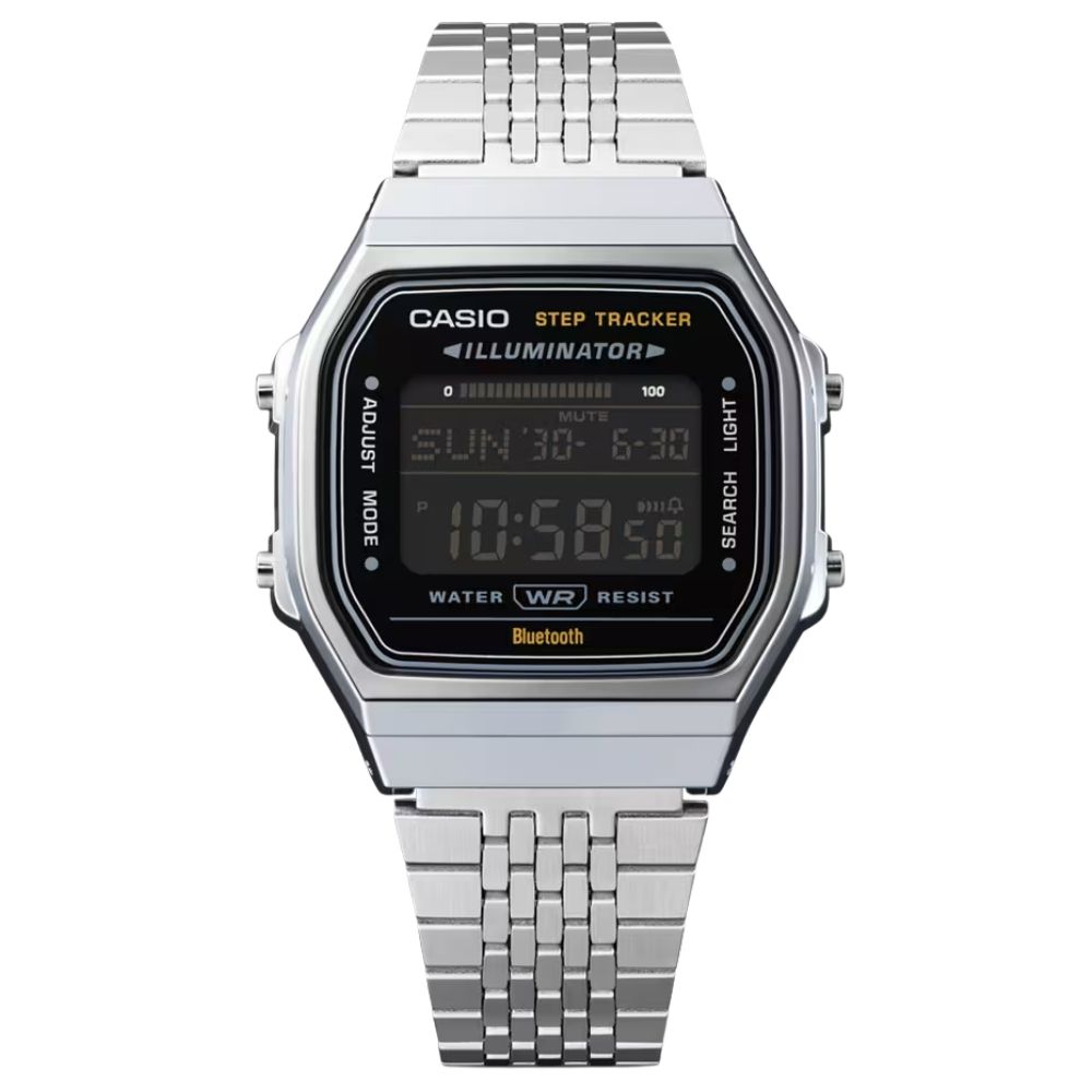 カシオ チプカシ ペアウォッチ 腕時計 メンズ レディース お揃い ペアセット 多機能 防水 デジタル ステンレス シルバー ブラック スマホ連携 自動 時刻合わせ 歩数計 シンプル 軽い ギフト CASIO 時計 ABL-100WE-1B クリスマス プレゼント ランキング お祝い
