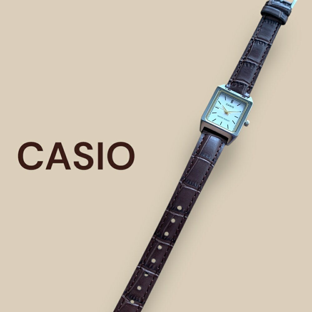 楽天ブランド腕時計 noppleカシオ CASIO 腕時計 レディース 収納ケース付き チープカシオ チプカシ スクエア 革ベルト ブラウン ホワイト シンプル 日常使い プレゼント ギフト 時計 女性用 彼女 母 妻 誕生日 就職祝い 入学祝い 日本未発売 海外モデル ランキング お祝い