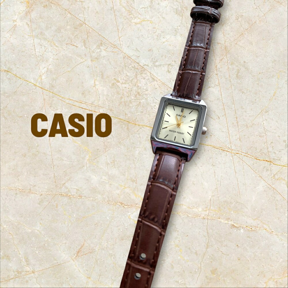 楽天ブランド腕時計 noppleカシオ CASIO 腕時計 レディース 収納ケース付き チープカシオ チプカシ スクエア 革ベルト ブラウン ゴールド シンプル 日常使い プレゼント ギフト 時計 女性用 彼女 母 妻 誕生日 就職祝い 入学祝い 日本未発売 海外モデル ランキング お祝い