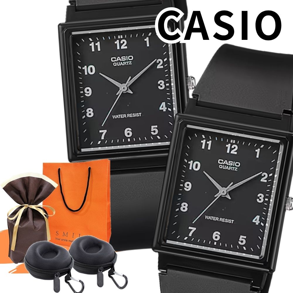 ラッピング済 ギフトセット ペアウォッチ カシオ 腕時計 収納ケース付き チプカシ スクエア シンプル アナログ ブラック メンズ レディース カップル ペアセ...