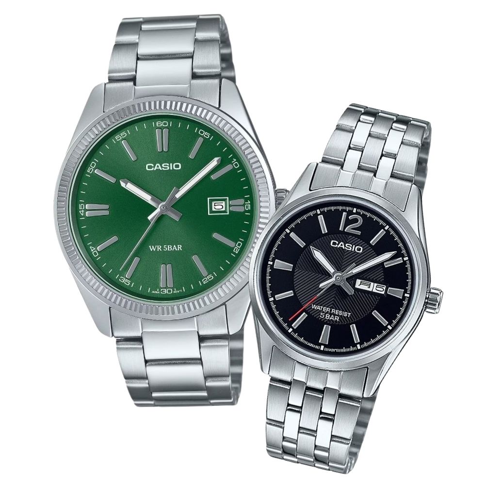 ラッピング済 ギフトセット カシオ MTP & LTP ペアウォッチ 正規品 腕時計 メンズ レディース グリーン ブラック ステンレス ペアセット シンプル カップル 誕生日 記念日 ギフト ペアギフト CASIO ランニング お祝い クリスマス プレゼント ランキング お祝い
