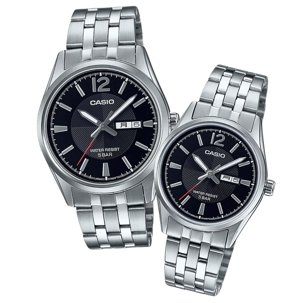 ラッピング済 ギフトセット カシオ MTP & LTP ペアウォッチ 正規品 腕時計 メンズ レディース ブラック シルバー ステンレス ペアセット シンプル カップル 誕生日 記念日 ギフト ペアギフト CASIO ランニング お祝い クリスマス プレゼント ランキング お祝い