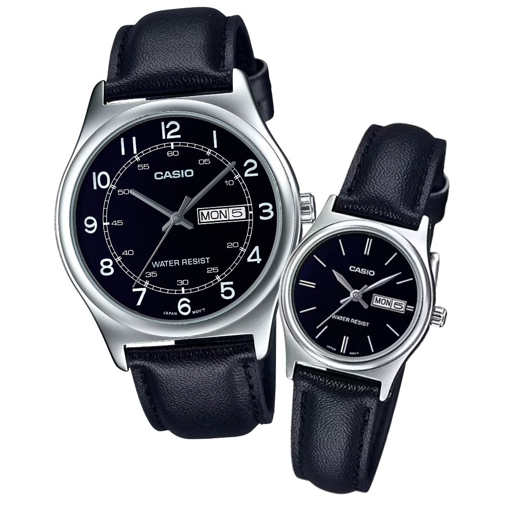 日本未発売 ペアウォッチ カシオ 腕時計 カップル ペアセット ブラック 革ベルト メンズ レディース シンプル 軽量 誕生日 記念日 ギフト ペア腕時計 CASIO 海外限定モデル MTP-V006L-1B2 LTP-V006L-1B2 クリスマス プレゼント ランキング お祝い