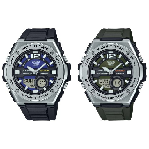 逆輸入限定 希少 カシオ メンズ 腕時計 収納ケース付き チープカシオ チプカシ 10気圧防水 多機能 軽量 アナログ デジタル ブルー カーキグリーン スポーツ カジュアル かっこいい ギフト 男性 CASIO 時計 MWQ-100-2A MWQ-100-3AV クリスマス プレゼント ランキング お祝い