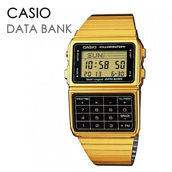 CASIO カシオ 腕時計 メンズ レディース 昭和 レトロ データバンク ゴールド デジタル兼用 テレメモ 13ヵ国語対応 計算機能 可愛い DBC-611G-1 誕生日プレゼント 合格 入学 卒業 社会人