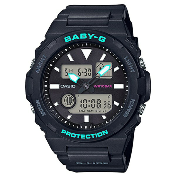 【国内正規品】CASIO BABY-G ベビーG ベビージー カシオ 時計 レディース 腕時計 G-LIDE ジーライド サーフィン タイドグラフ スポーツライン ビーチファッション ブラックカラー BAX-100-1AJF 誕生日ギフト お洒落 記念日 内祝い 父の日 お祝い