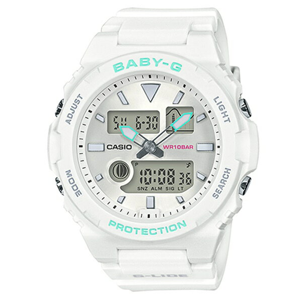 【国内正規品】CASIO BABY-G ベビーG ベビージー カシオ 時計 レディース 腕時計 G-LIDE ジーライド サーフィン タイドグラフ スポーツライン ビーチファッション ホワイトカラー BAX-100-7AJF 誕生日ギフト お洒落 記念日 内祝い 父の日 お祝い