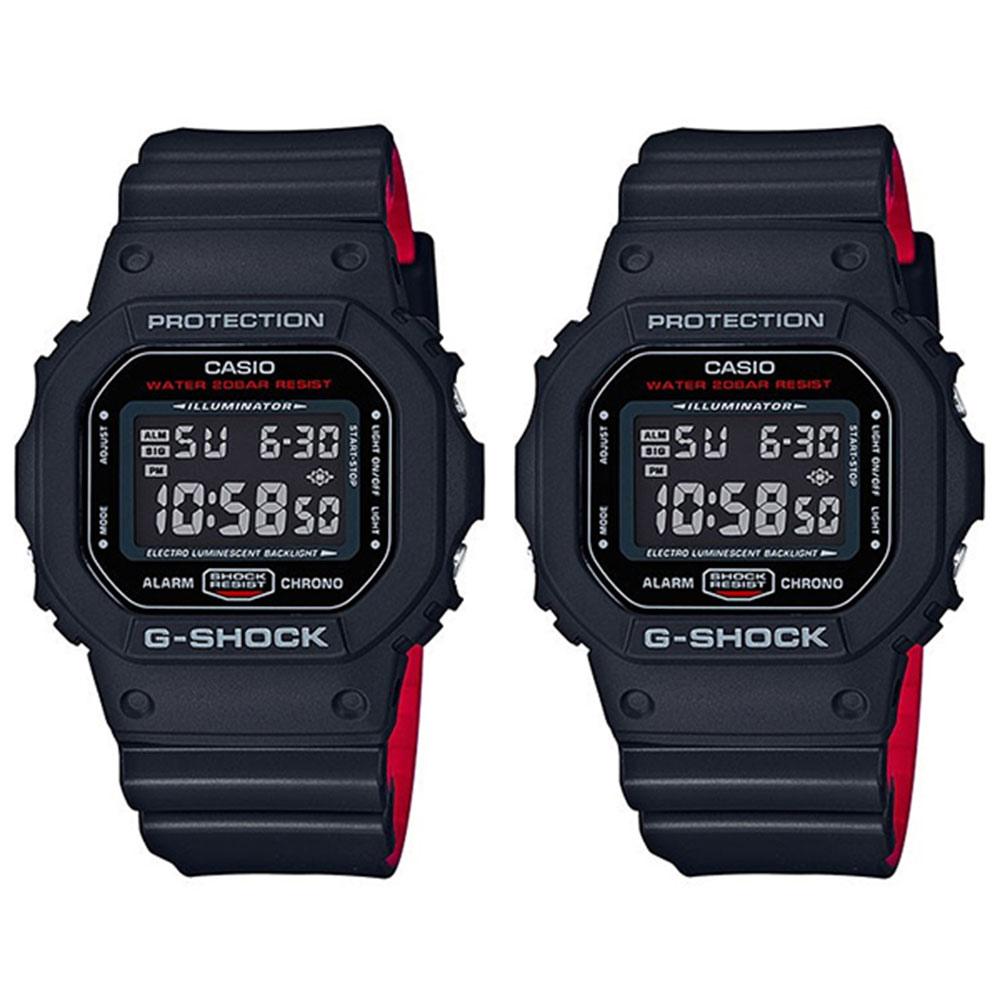 CASIO G-SHOCK カシオ 時計 ペアウォッチ シェア 腕時計 Gショック ペア Gショック デジタル 多機能 ブラック レッド バイカラー スク..