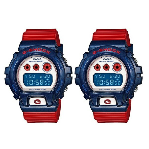 CASIO G-SHOCK Gショック ジーショック おそろい ペアウォッチ ペアルック 腕時計 防水 アウトドア デジタル ブルー＆レッド DW-6900AC-2DW-6900AC-2 誕生日プレゼント 内祝い 母の日 お祝い