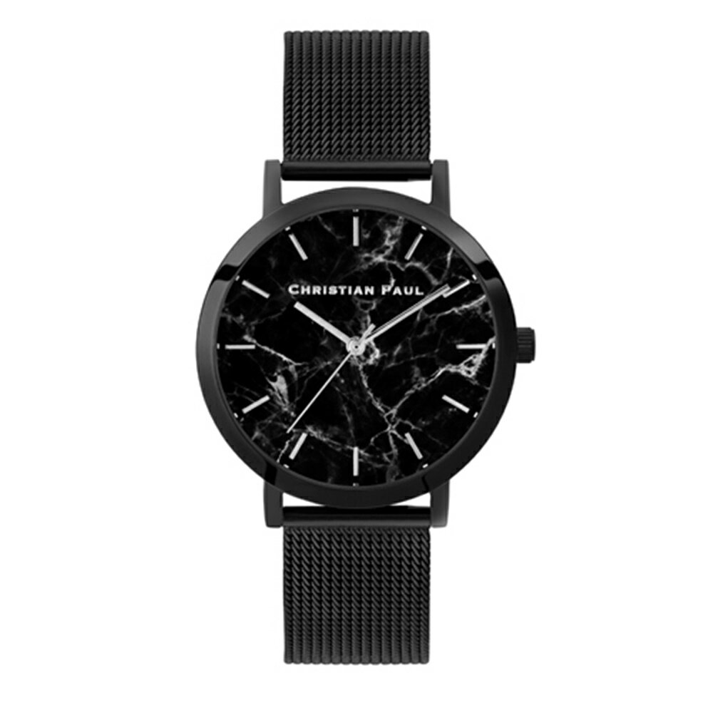 日本正規品 クリスチャンポール 腕時計 手表 誕生日 プレゼント レディース 母の日 マーブル ブラック メッシュ ステンレス 仕事用 おしゃれ かわいい ブランド 時計 結婚祝い 女友達　20代 30代 40代 女性 妻 奥さん 母 記念日 ギフト ランキング お祝い