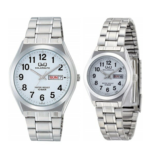 CITIZEN シチズン Q&Q ソーラー 選べるペアウォッチ・2種類 国内正規品 腕時計 手表 防水 アナログ シルバー レトロ カップル 時計 誕生日ギフト お洒落 記念日 クリスマス プレゼント