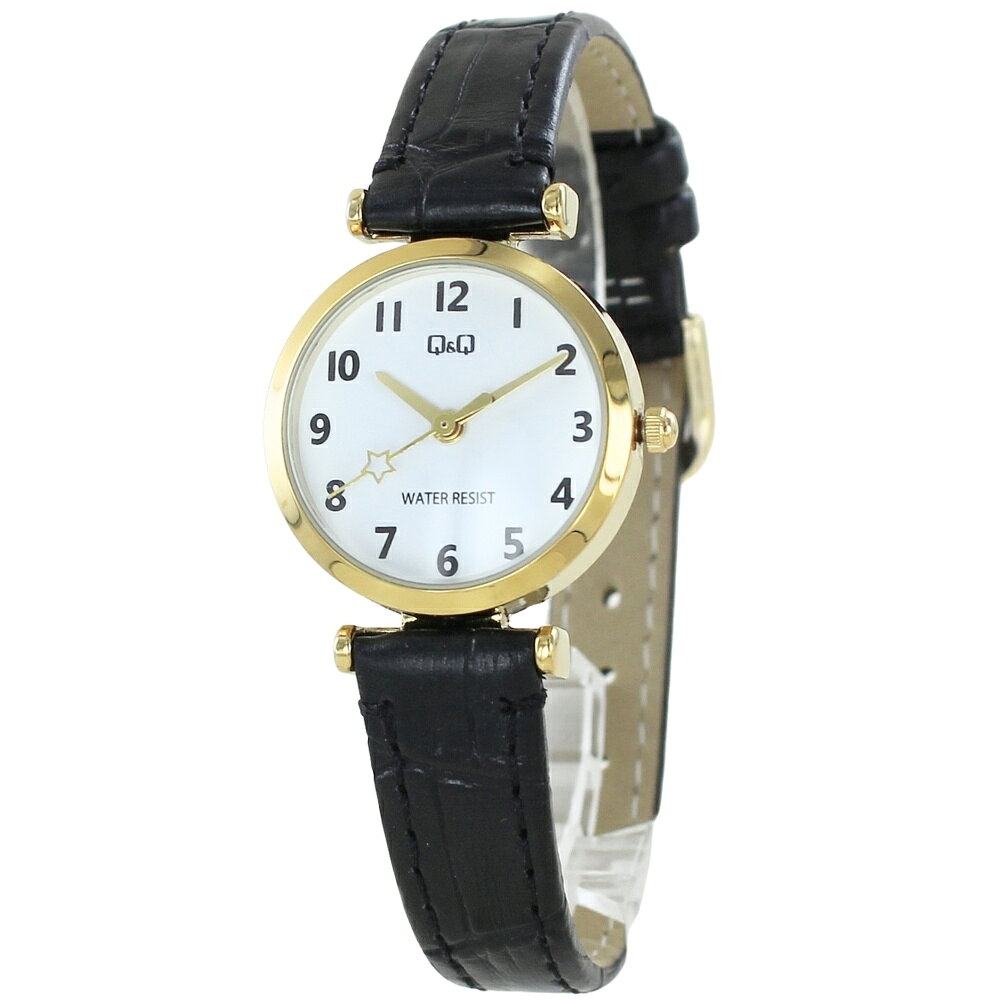 箱なし シチズン Q&Q 腕時計 レディース ブラック レザーベルト クオーツ シンプル 見やすい アナログ ウォッチ ブランド ギフト 母 妻 彼女 女友達 誕生日 記念日 Q03A-002PK クリスマス プレゼント ランキング お祝い