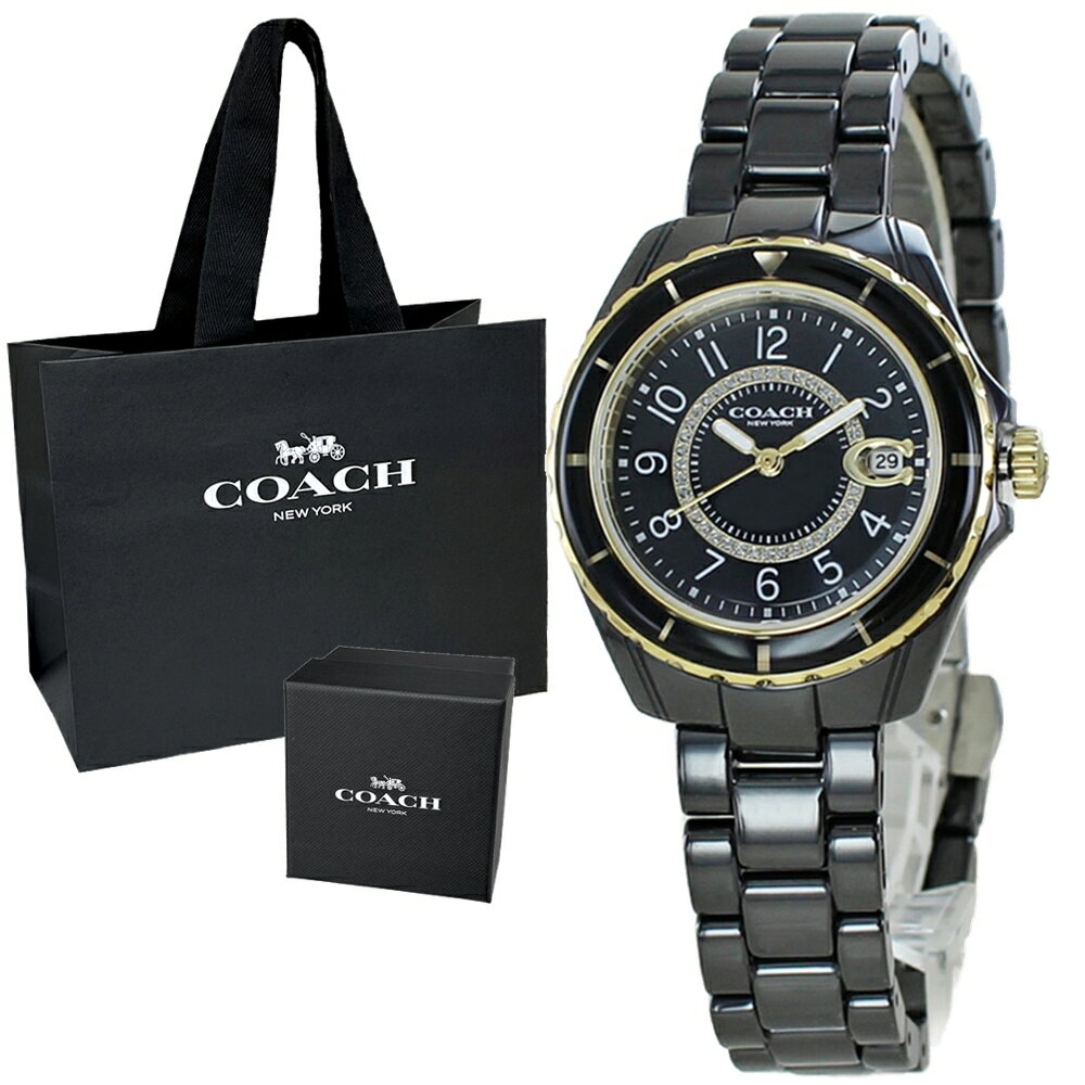 コーチ 腕時計（レディース） ブランド 紙袋 ショッパー付き コーチ 時計 レディース 腕時計 プレストン ブラック セラミック ブレスレット こーち 女性用 とけい 14503461 （W1653）誕生日プレゼント 内祝い 父の日 お祝い