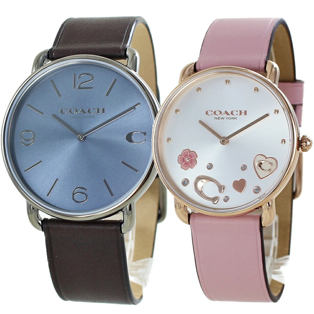 コーチ ペアウォッチ ペア腕時計 革ベルト エリオット ブラウン ピンク 夫婦 カップル 両親 夫 妻 結婚記念日 結婚祝い サプライズ ペアギフト 誕生日プレゼント 男性 女性 卒業 入学 お祝い