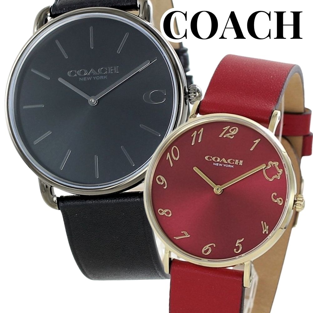 ペアウォッチ コーチ COACH 腕時計 メンズ レディース ペアセット おしゃれ ブラック×レッド レザーベルト シンプル カップル 夫婦 両親 ペアギフト プレゼント 誕生日 記念日 ランキング お祝い