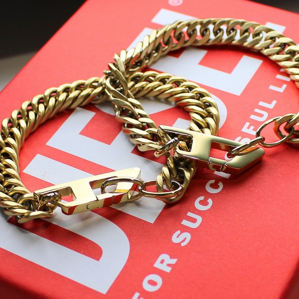 ディーゼル ペアブレスレット ブランド ステンレス ゴールド チェーン ペア カップル お揃い ギフト シンプル おしゃれ 男女ペア 友達 誕生日 結婚記念日 ...