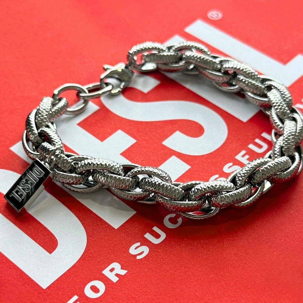 ディーゼル DIESEL ブレスレット メンズ レディース ユニセックス おしゃれ ステンレス チェーン シルバー ロゴチャーム ブランド アクセサリー ギフト...